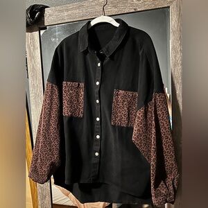 Black/Cheetah Print Oversized Jacket